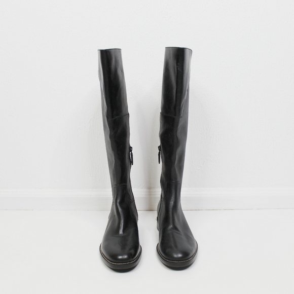 Cole Haan Black Knee High Leather Riding Boot - Picture 2 of 11